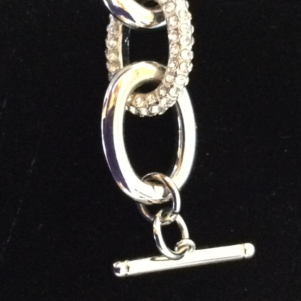 Silver and Rhinestone toggle bracelet - Picture 3 of 4